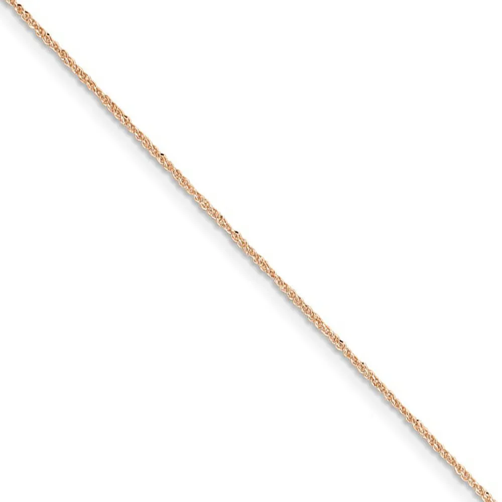 0.7mm, 14k Rose Gold, Diamond Cut Ropa Chain Necklace