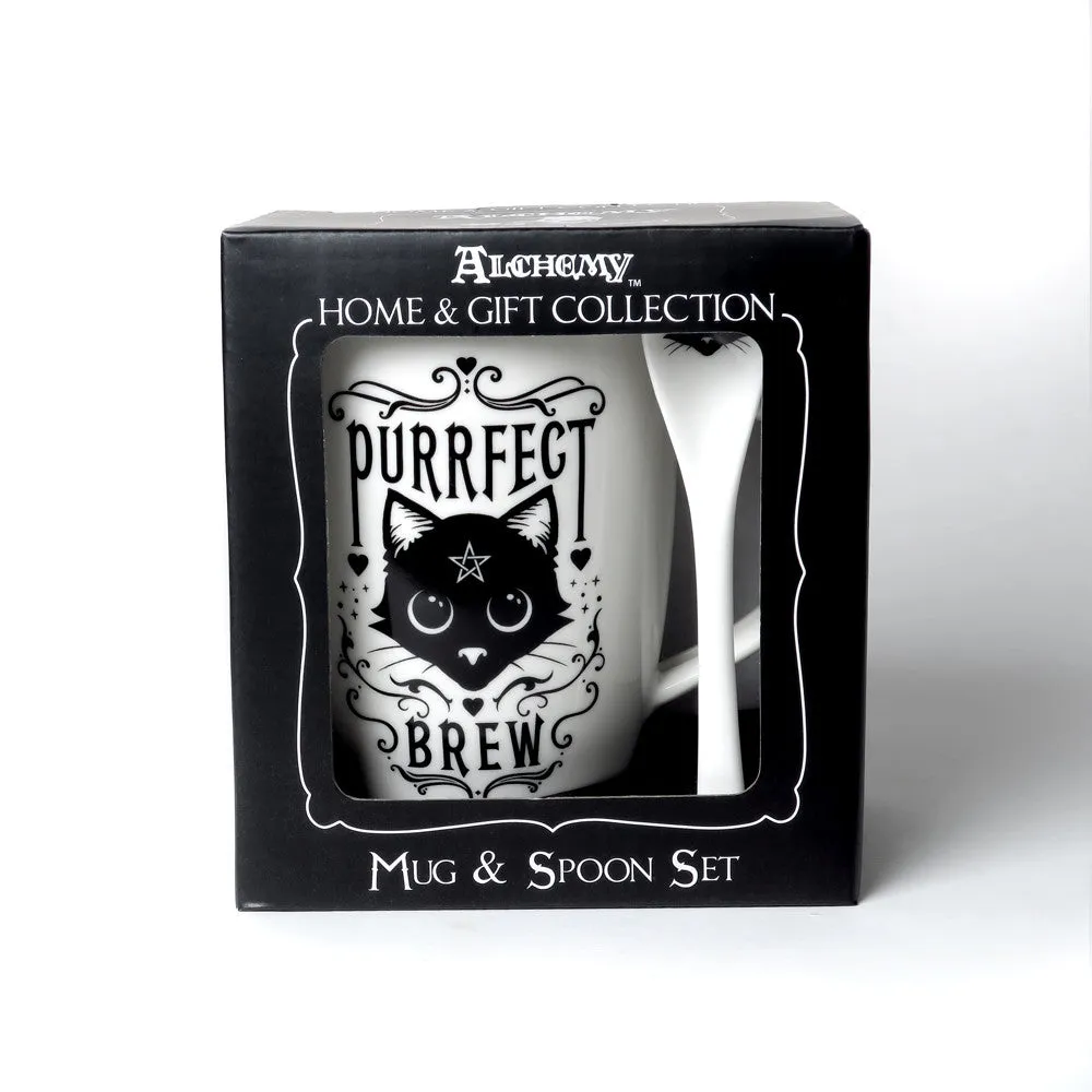 13 oz Ceramic Mug and Spoon Set - Purrfect Brew Cat