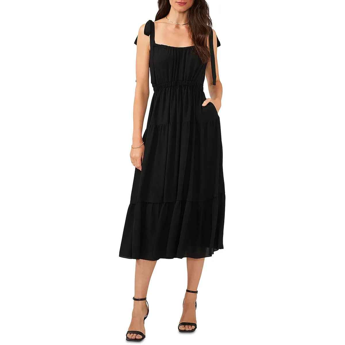 1.State Womens Pleated Boho Midi Dress