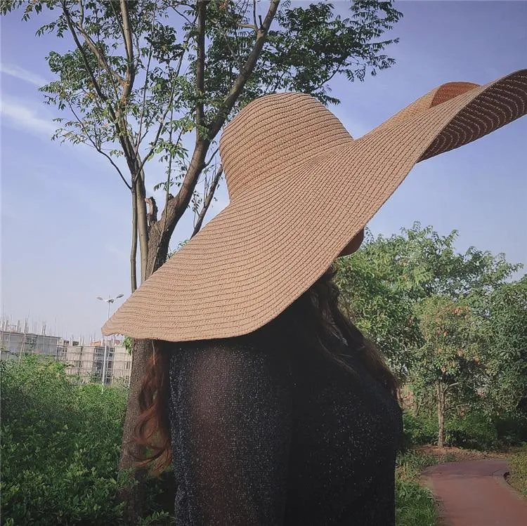 25cm Wide Brim Oversized Foldable UV Protective Beach Hats for Women