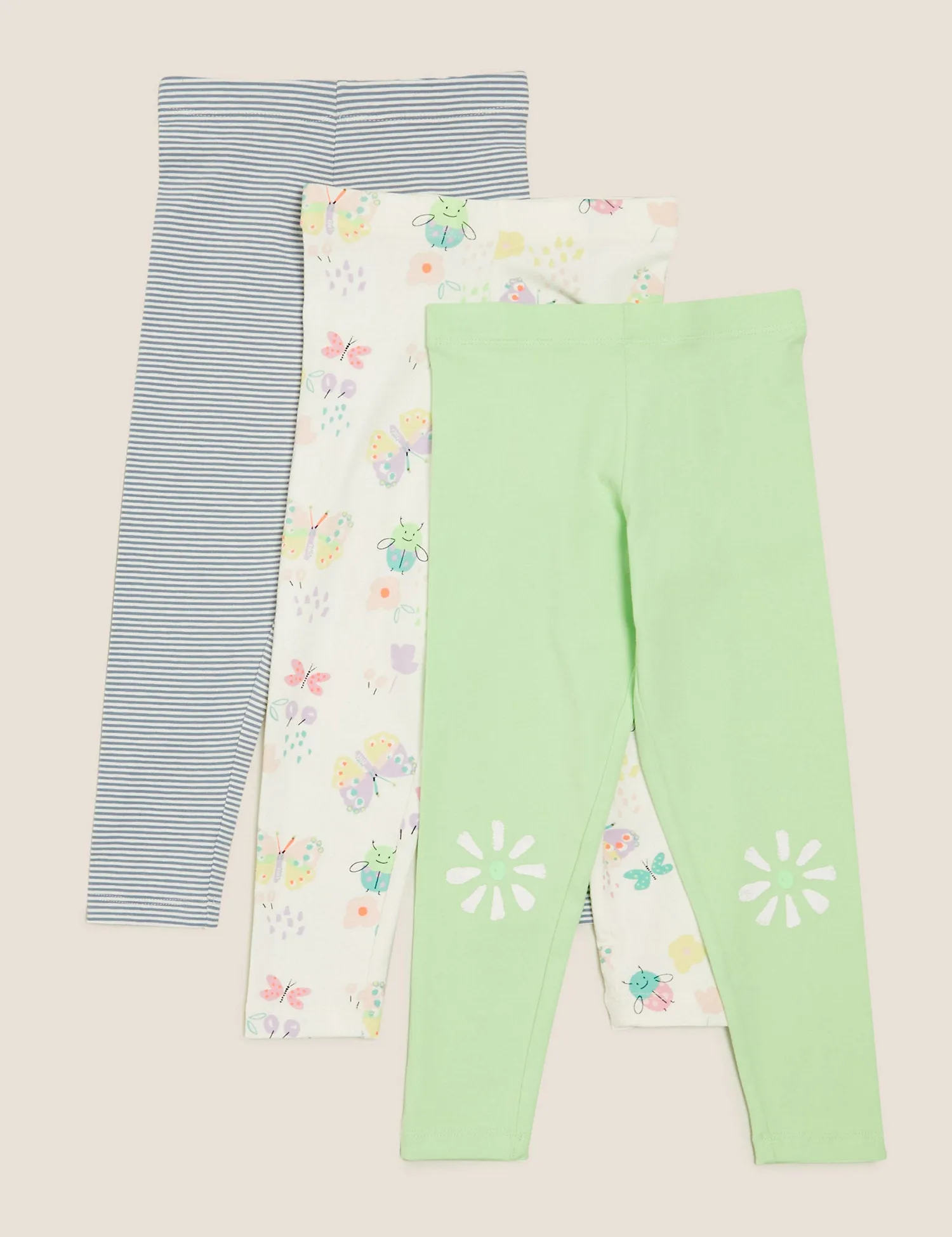 3pk Cotton Patterned Leggings