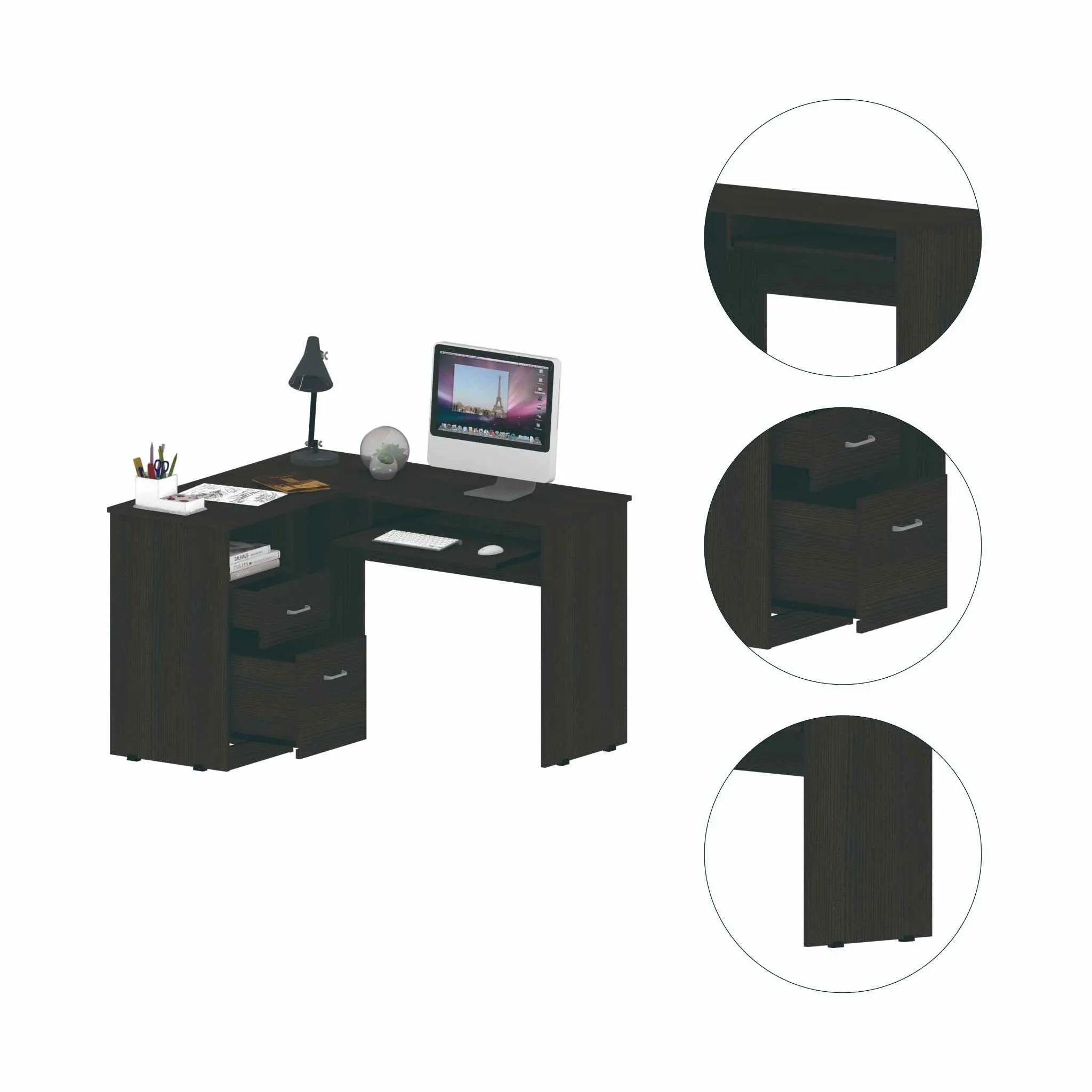 41 Black L Shape Computer Desk