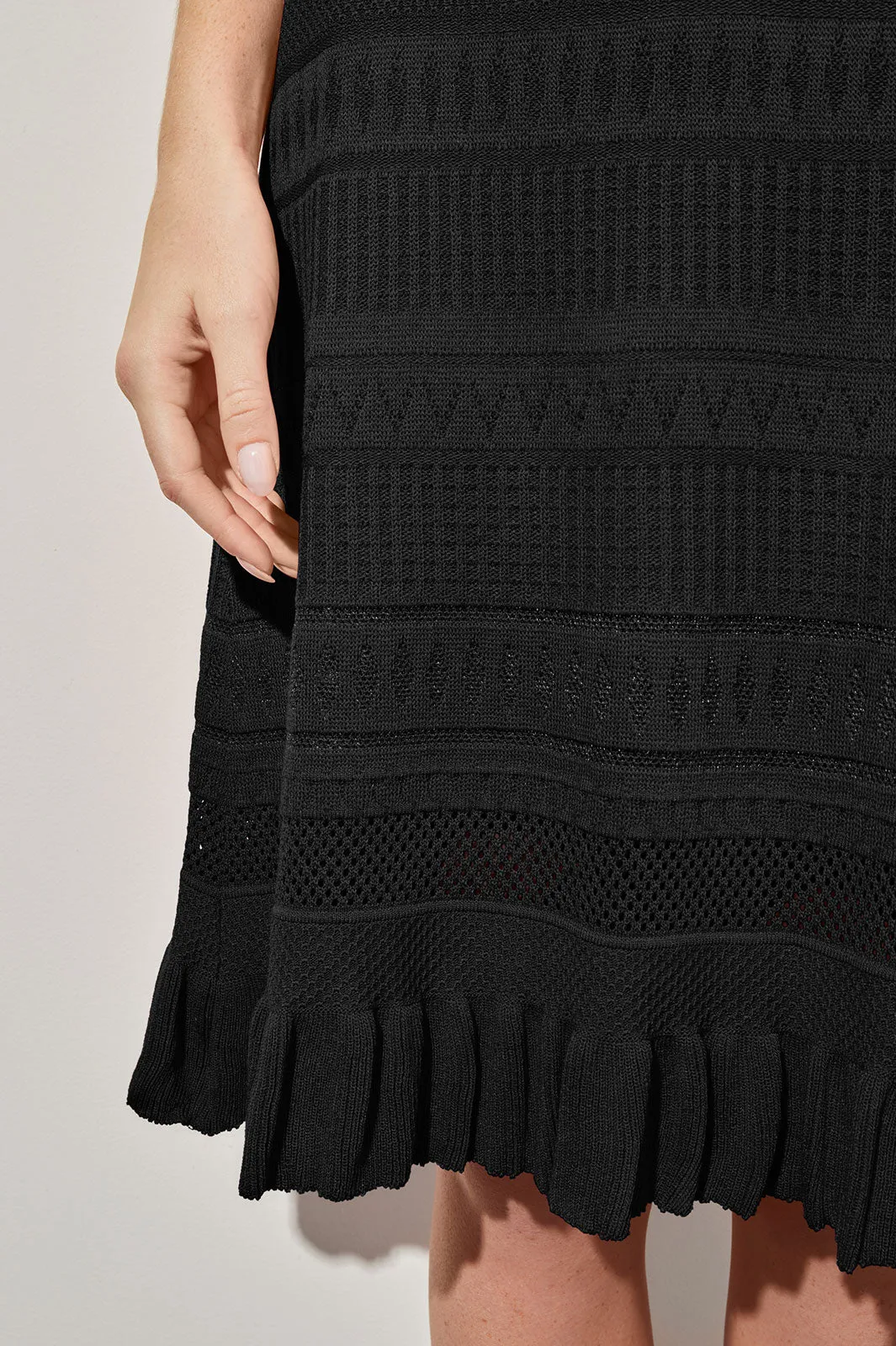 A-Line Dress - Pointelle & Burnout Knit, Black