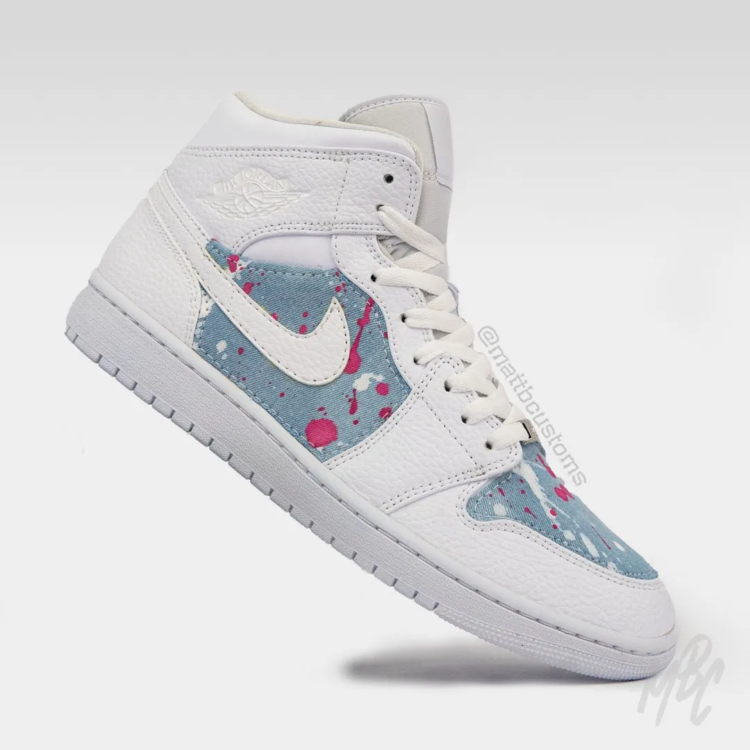 Acid Wash Paint Splat Denim - Jordan 1 Mid Custom