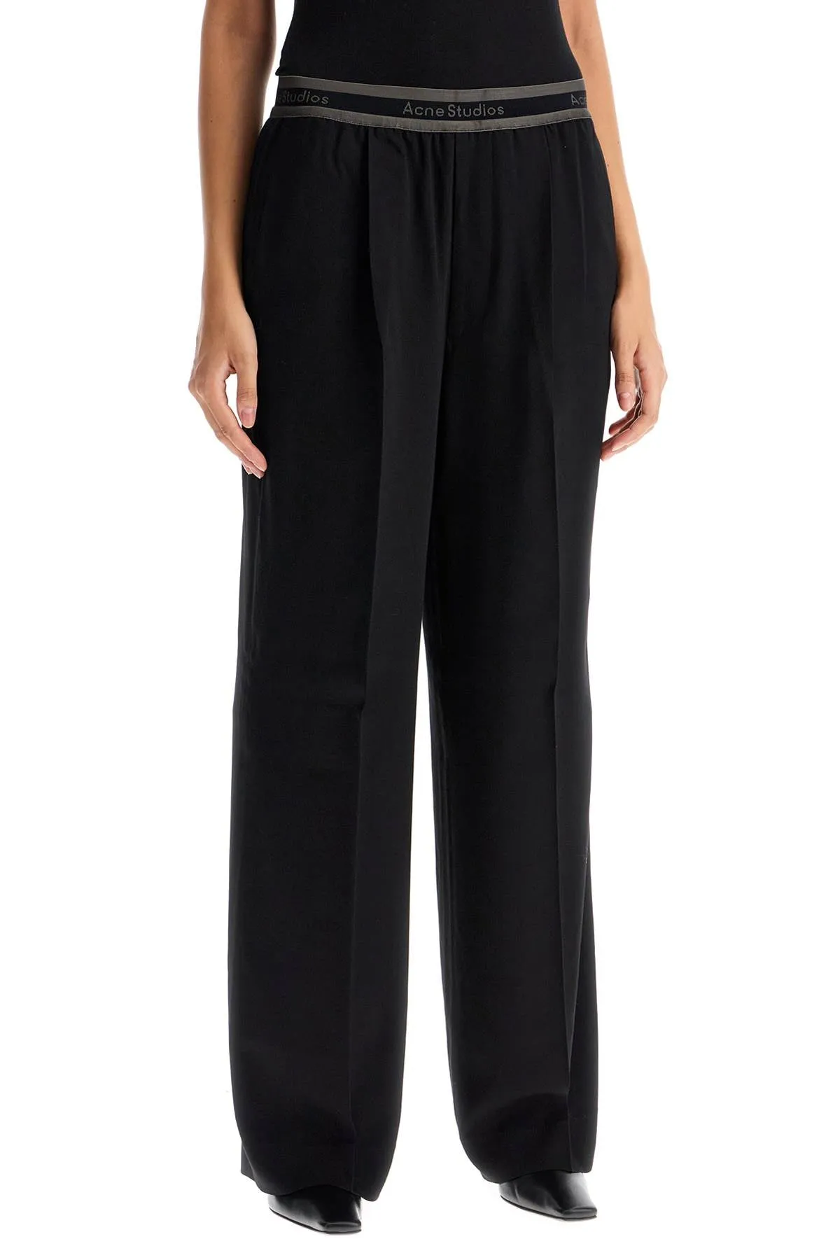 ACNE STUDIOS wide twill pants with elastic waistband