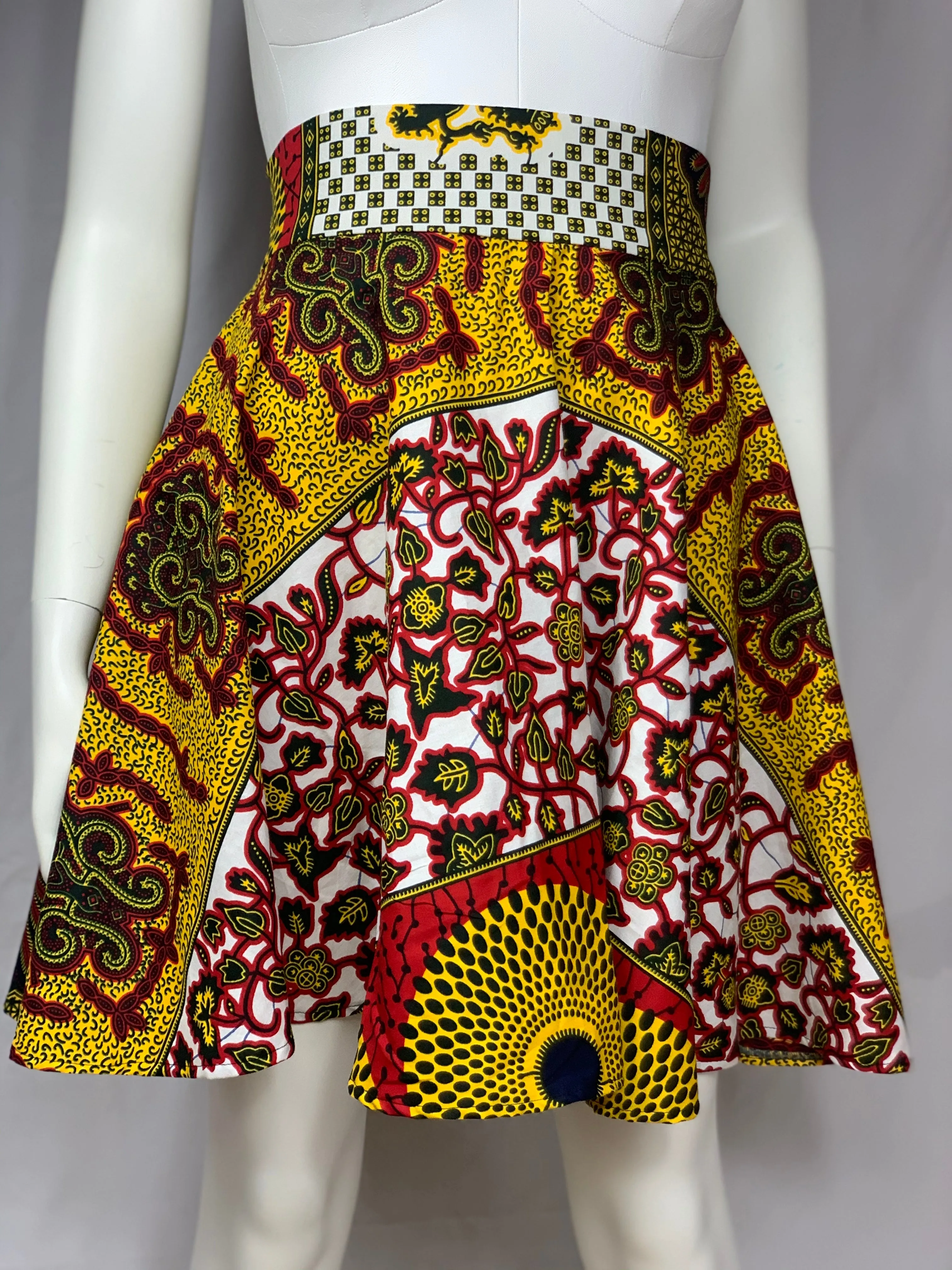 African Print High Waisted Skirt