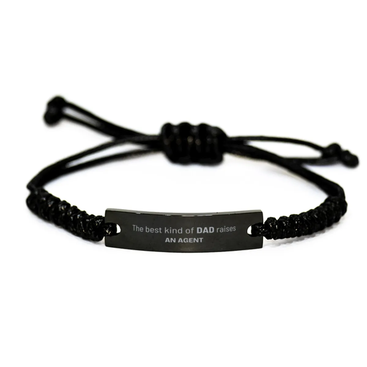 Agent Dad Gifts, The best kind of DAD, Father's Day Appreciation Birthday Black Rope Bracelet for Agent, Dad, Father from Son Daughter