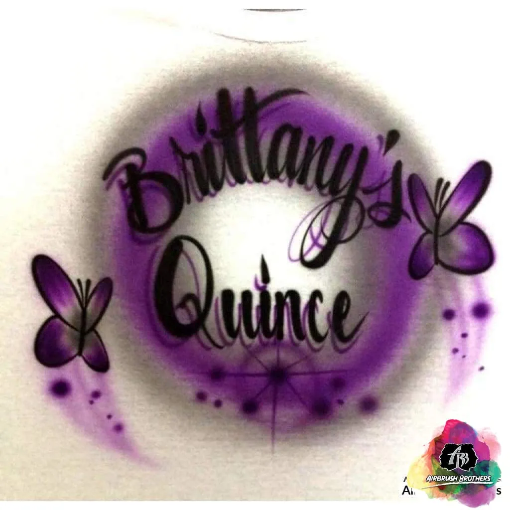 Airbrush Quince With Two Butterflies Shirt Design