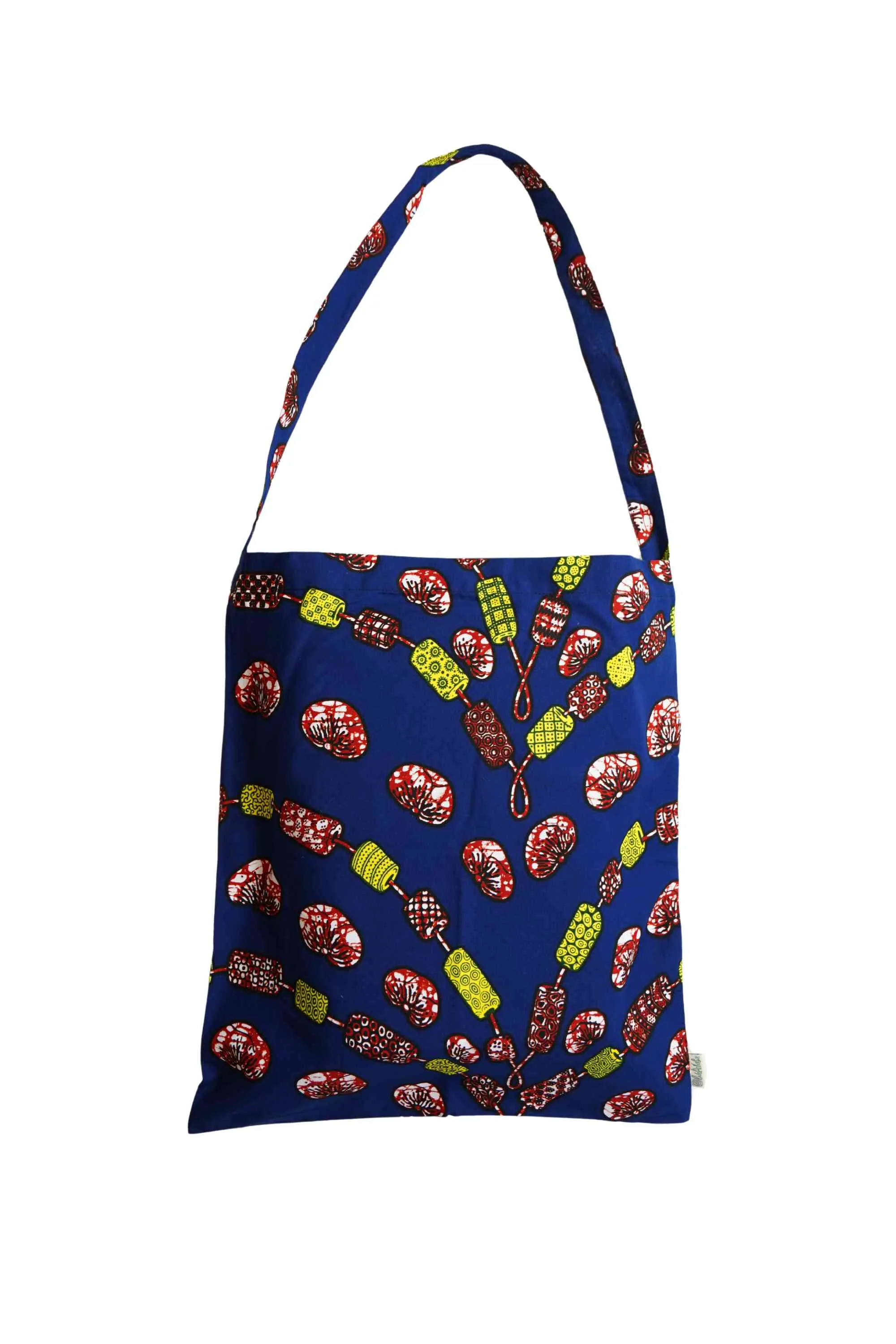 Akoli Messenger Totebag - Blue and Red African Ankara Wax Cotton Print