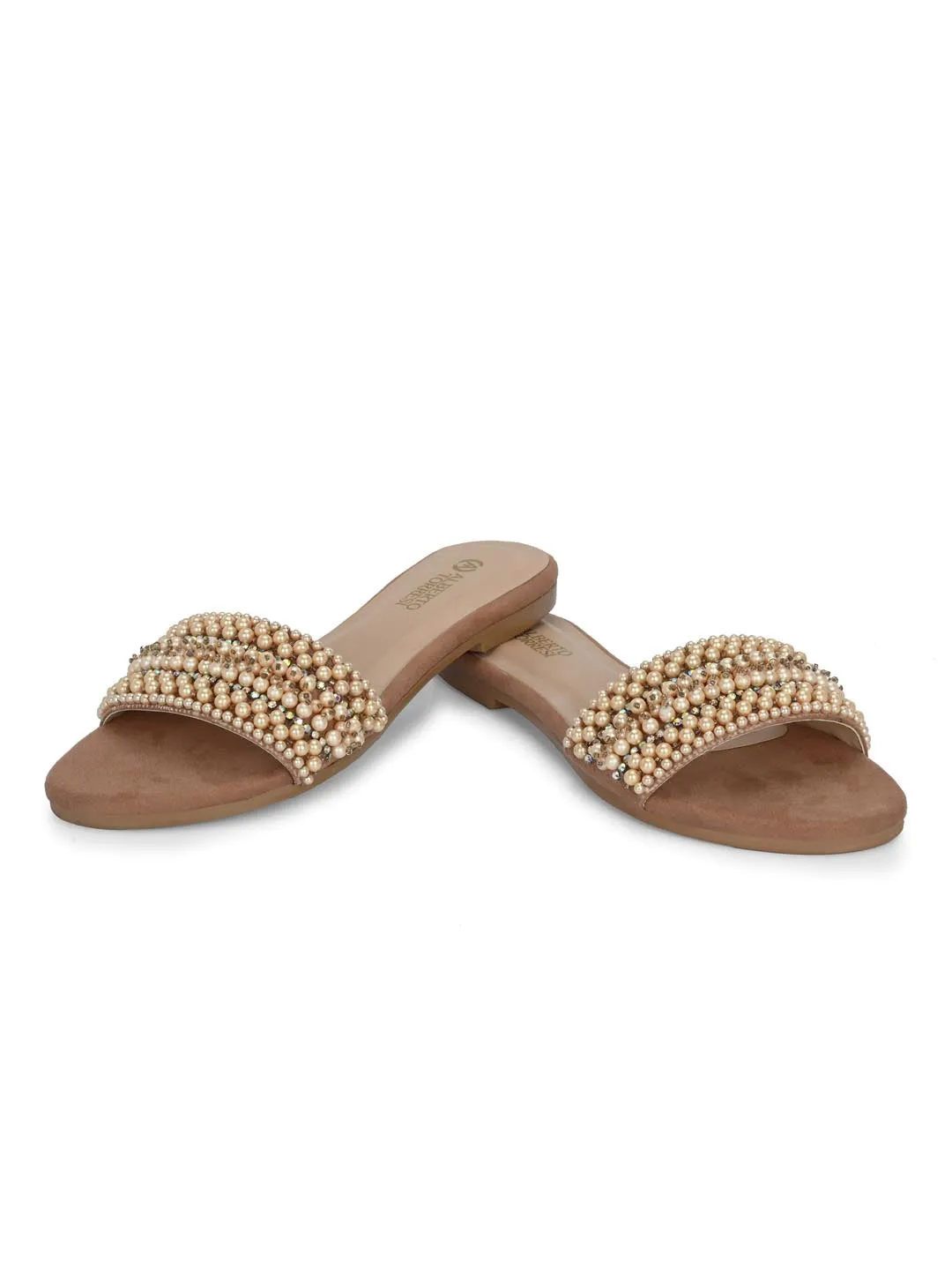 Alberto Torresi Synthetic Beige Flat Sandals for women