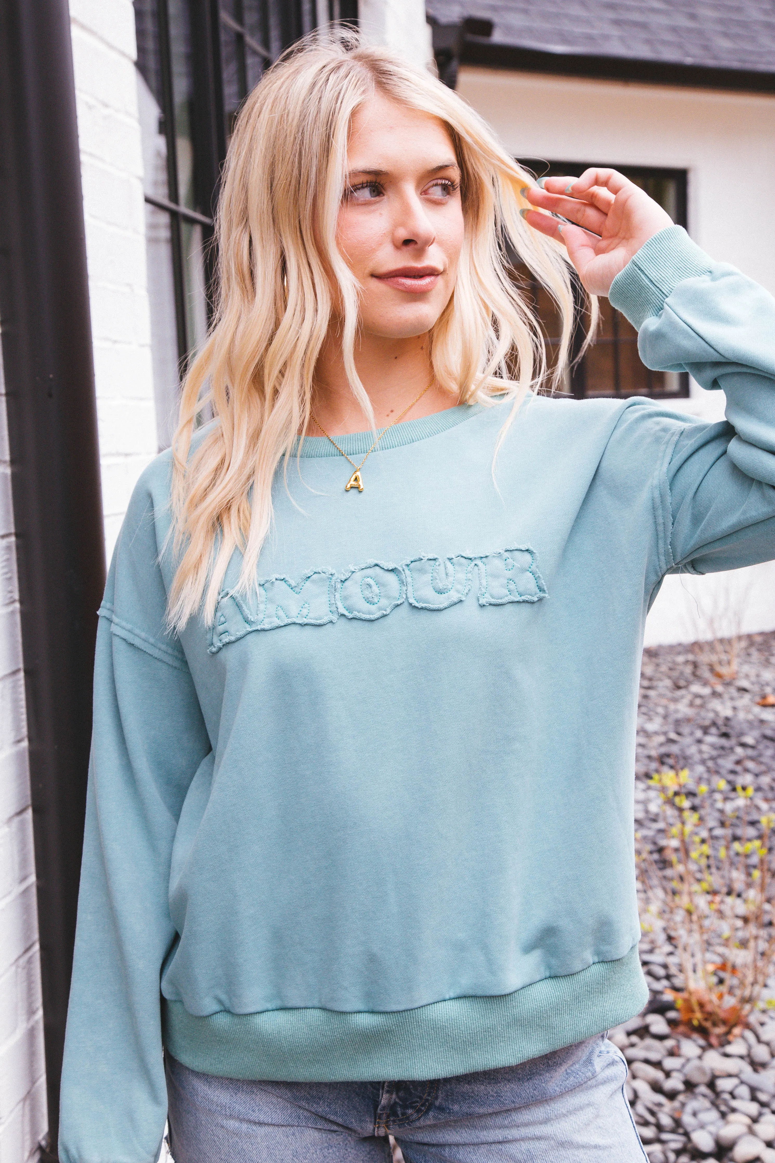 Alina Amour Sweatshirt, Washed Pine