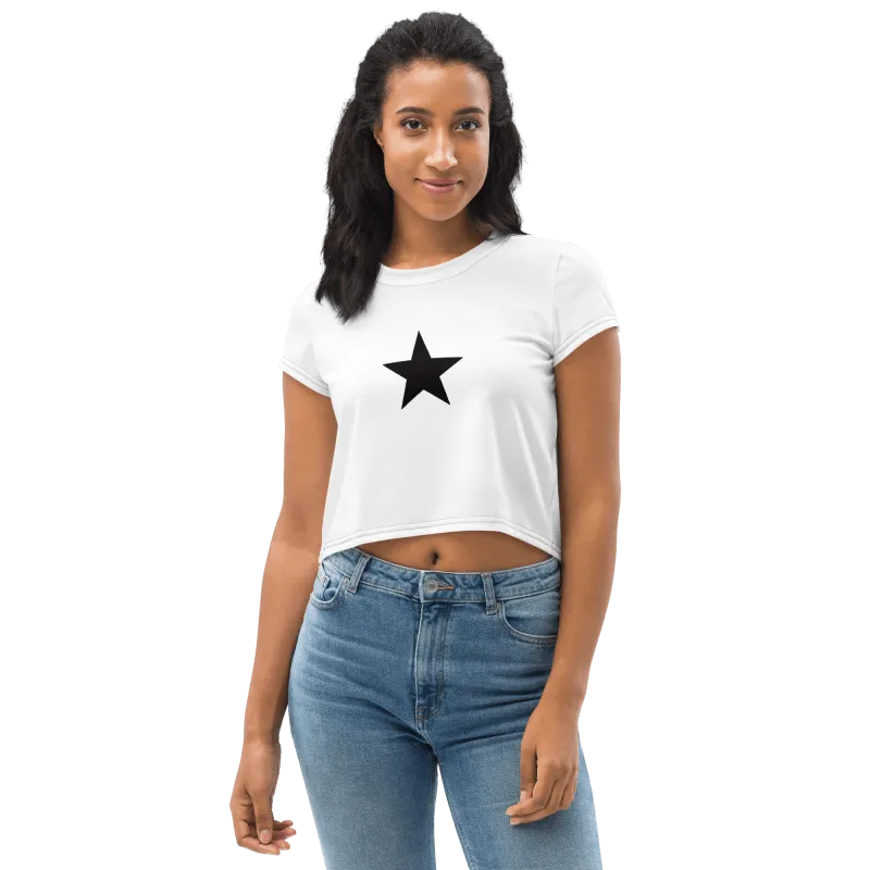 All-Over Print Crop Tee - Star black