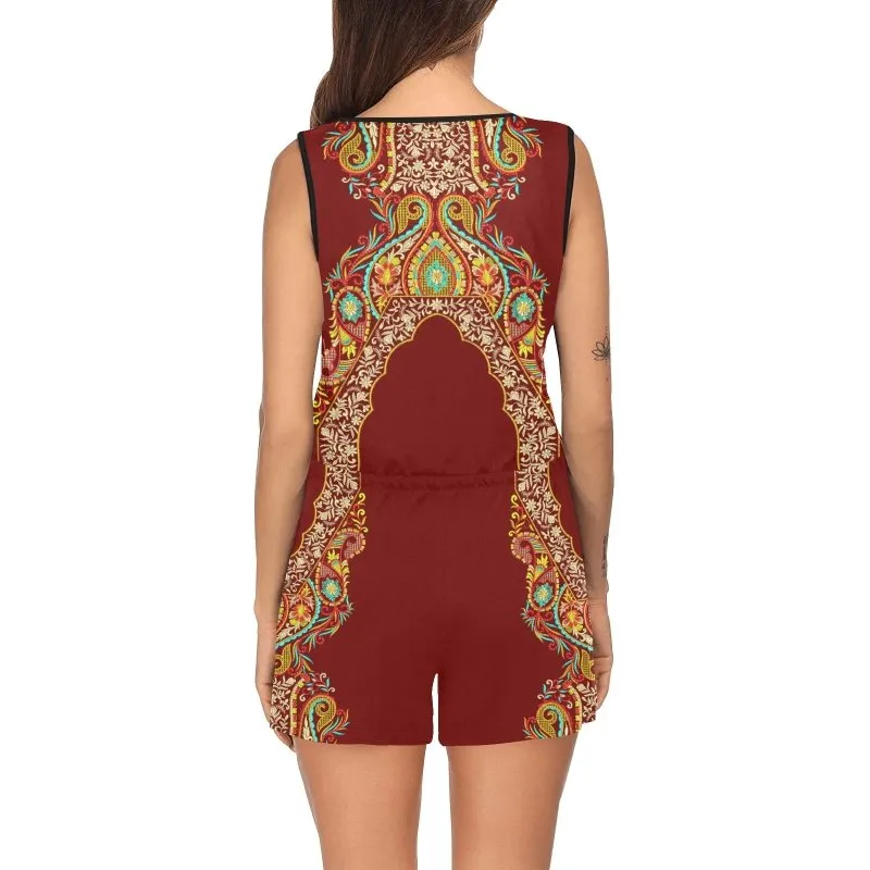 All Over Print Short Jumpsuit (Sets 04) - Indian ornament