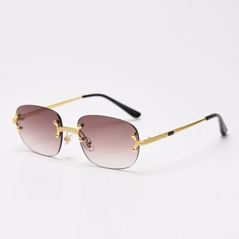 Alloy Gold Frame Luxury Shades Rimless Women's Small Sunglasses