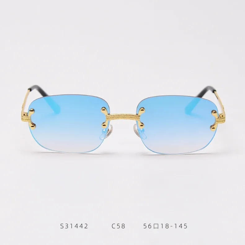 Alloy Gold Frame Luxury Shades Rimless Women's Small Sunglasses