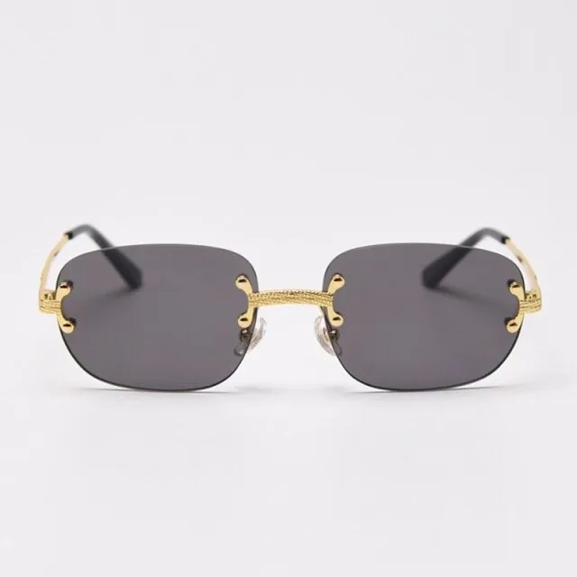 Alloy Gold Frame Luxury Shades Rimless Women's Small Sunglasses