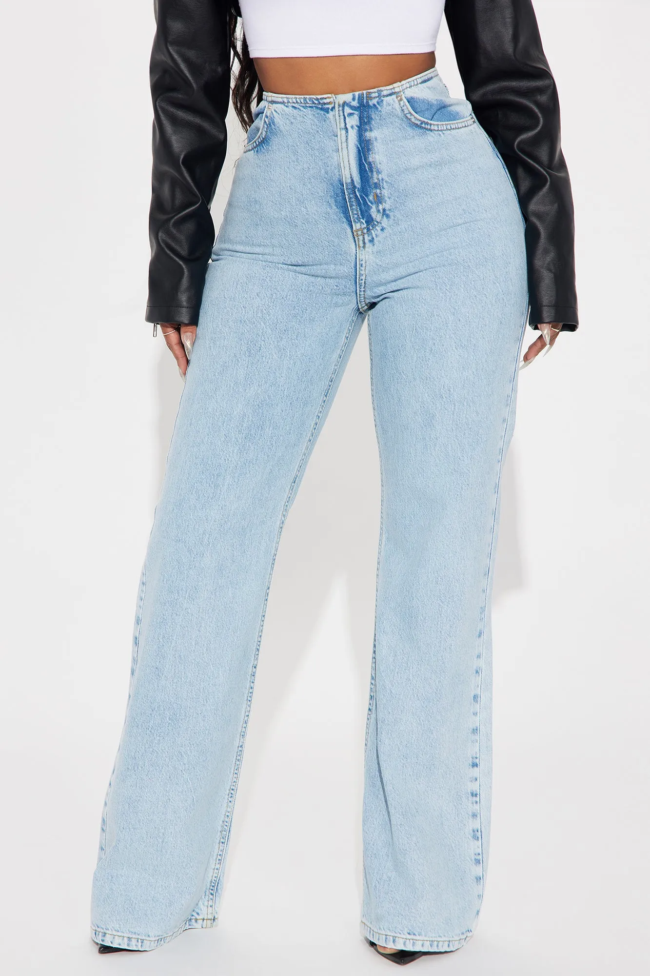 Alysia Baggy Flare Jeans - Light Wash