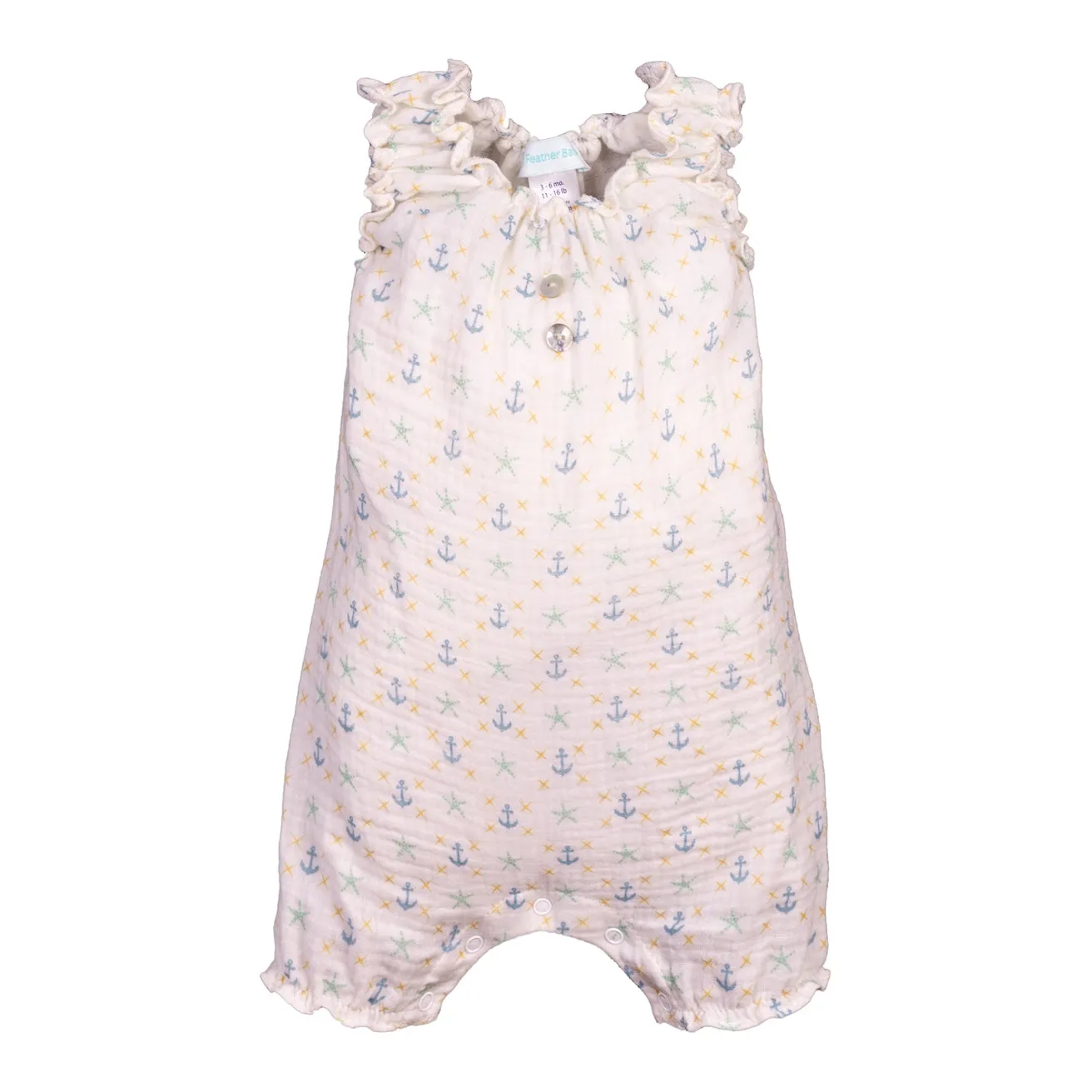 Anchors and Starfish Pima Cotton Muslin Sleeveless Romper