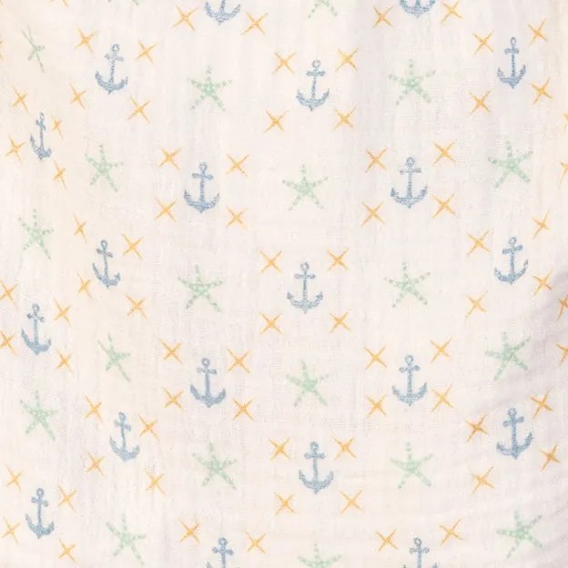 Anchors and Starfish Pima Cotton Muslin Sleeveless Romper