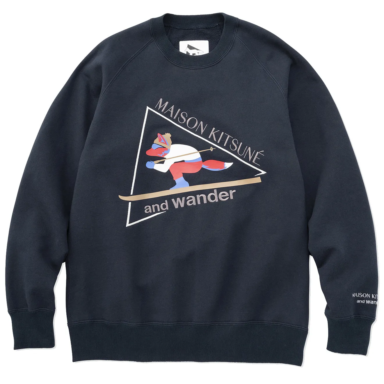 And Wander x Maison Kitsune Cotton Sweatshirt Navy