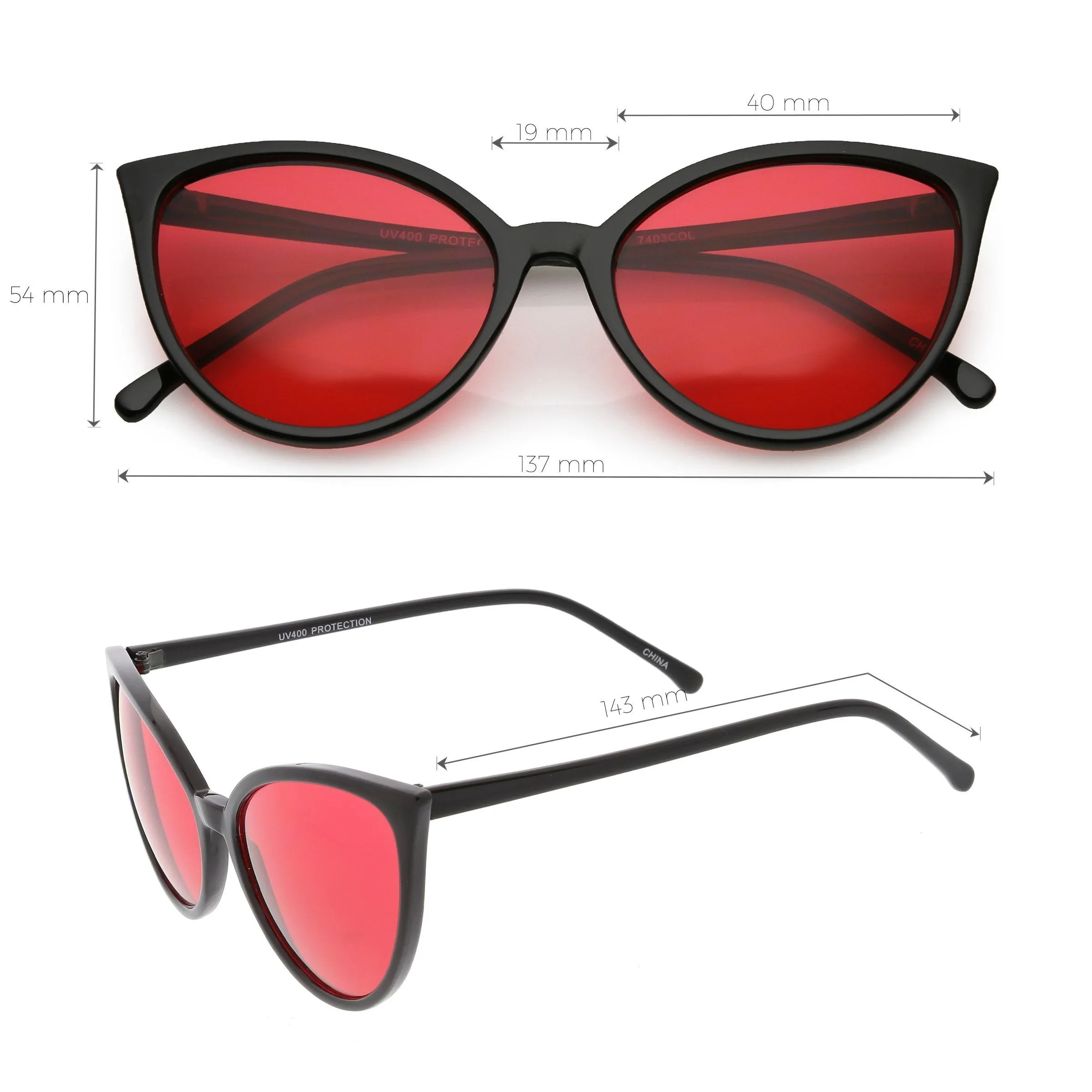 Angular Color Tone Retro Cat Eye Sunglasses