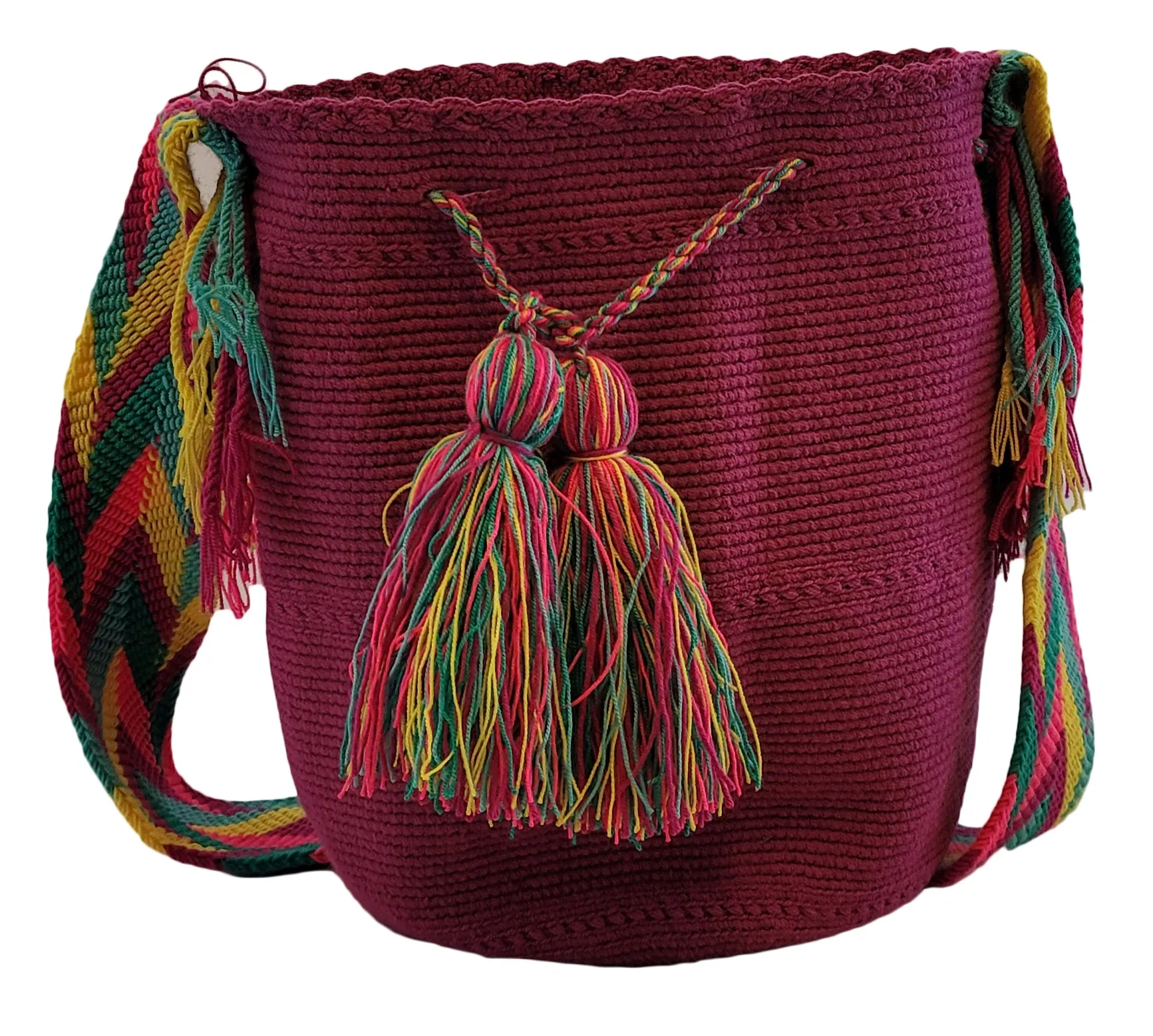 Anika Unicolor Large Handmade Wayuu Mochila Bag (Pink)