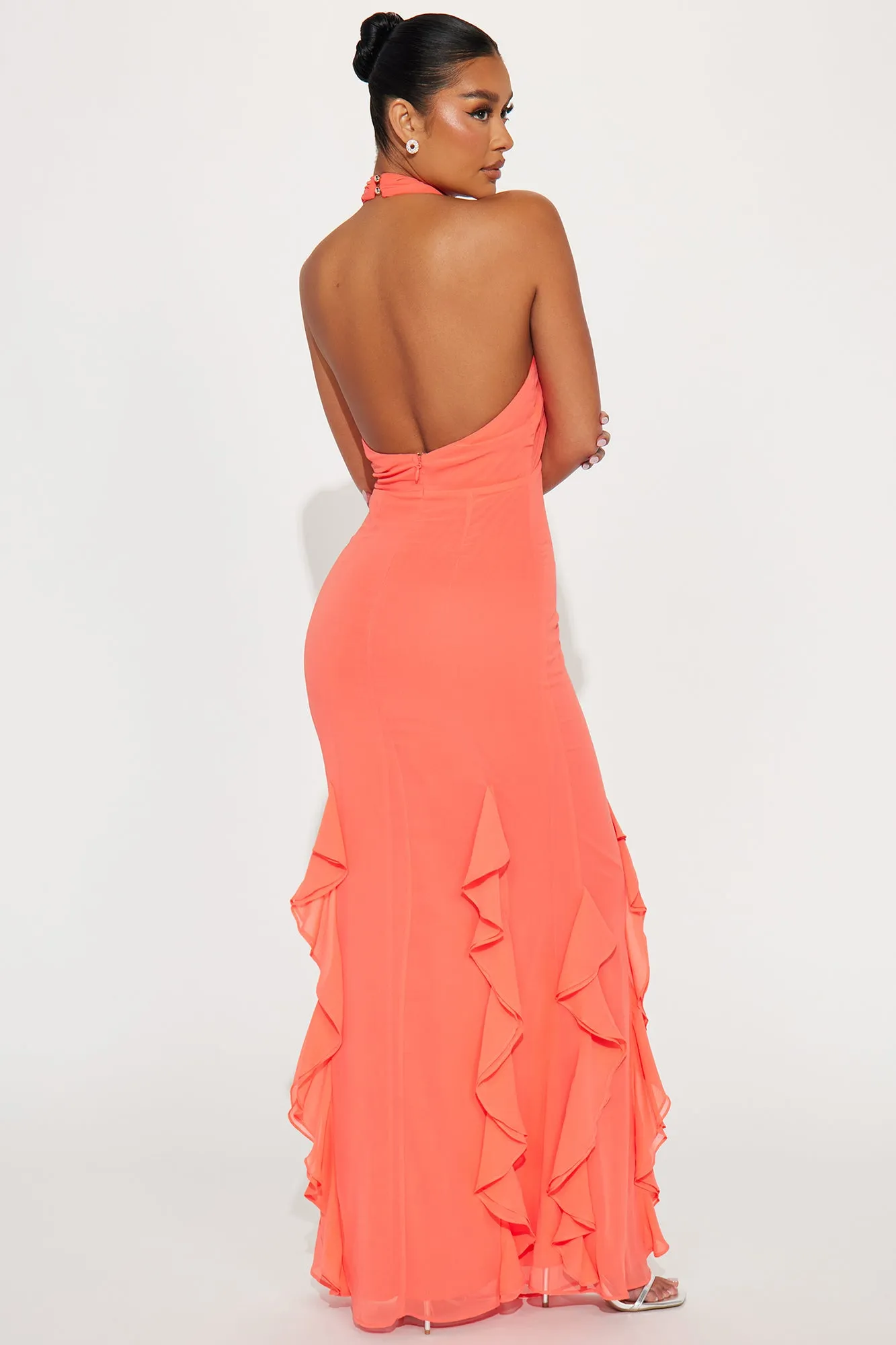 Anna Ruffle Maxi Dress - Orange