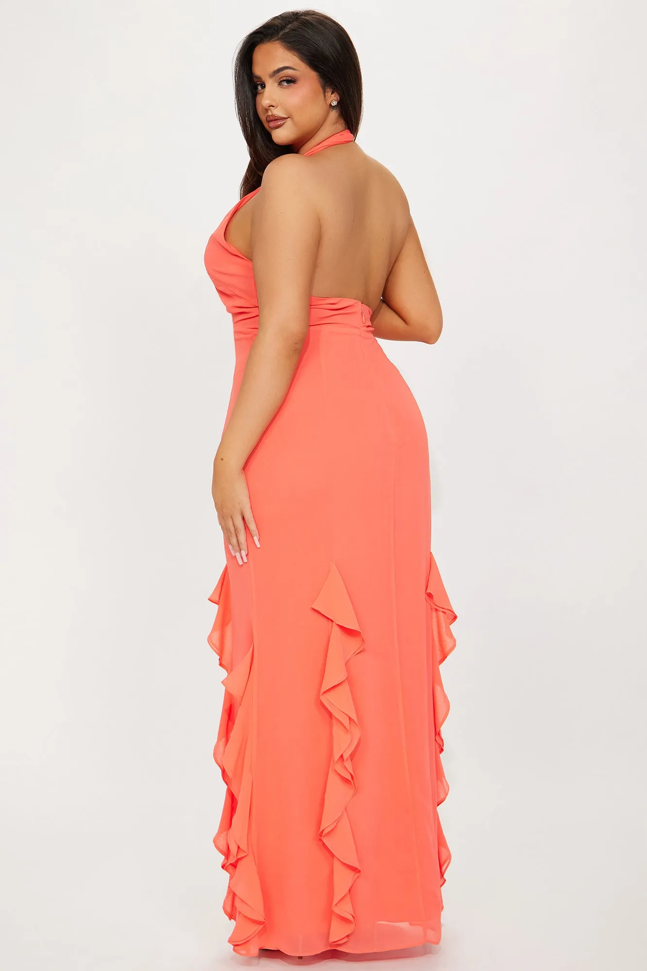 Anna Ruffle Maxi Dress - Orange