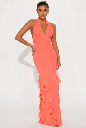 Anna Ruffle Maxi Dress - Orange