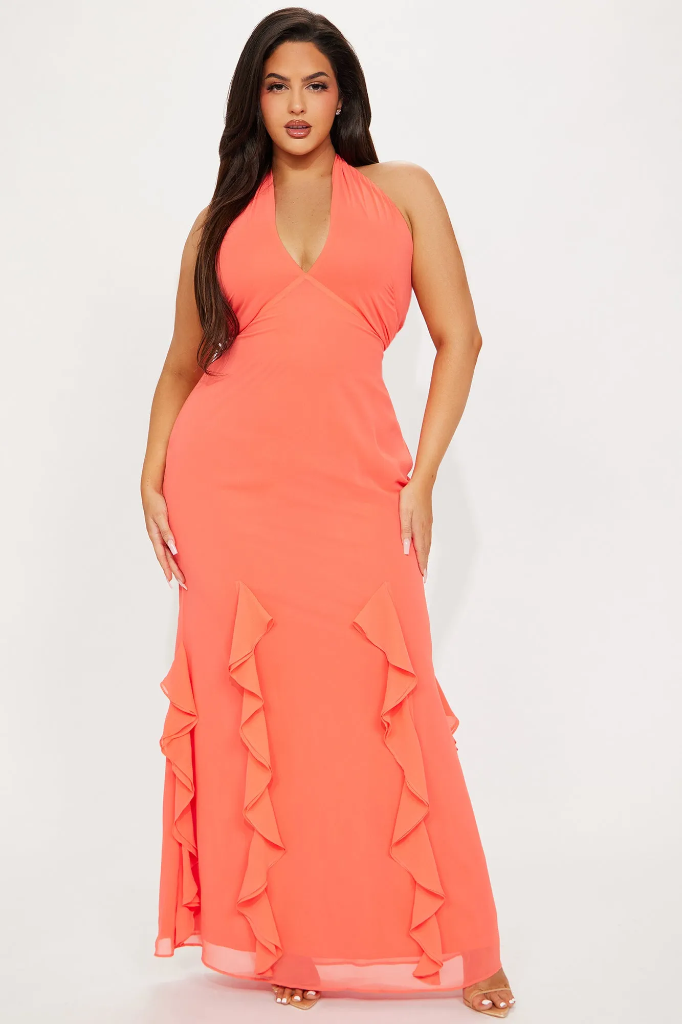 Anna Ruffle Maxi Dress - Orange