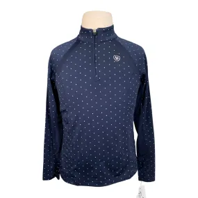 Ariat TEK Heat Series Long Sleeve Shirt in Navy/Polka Dots - Children's XS