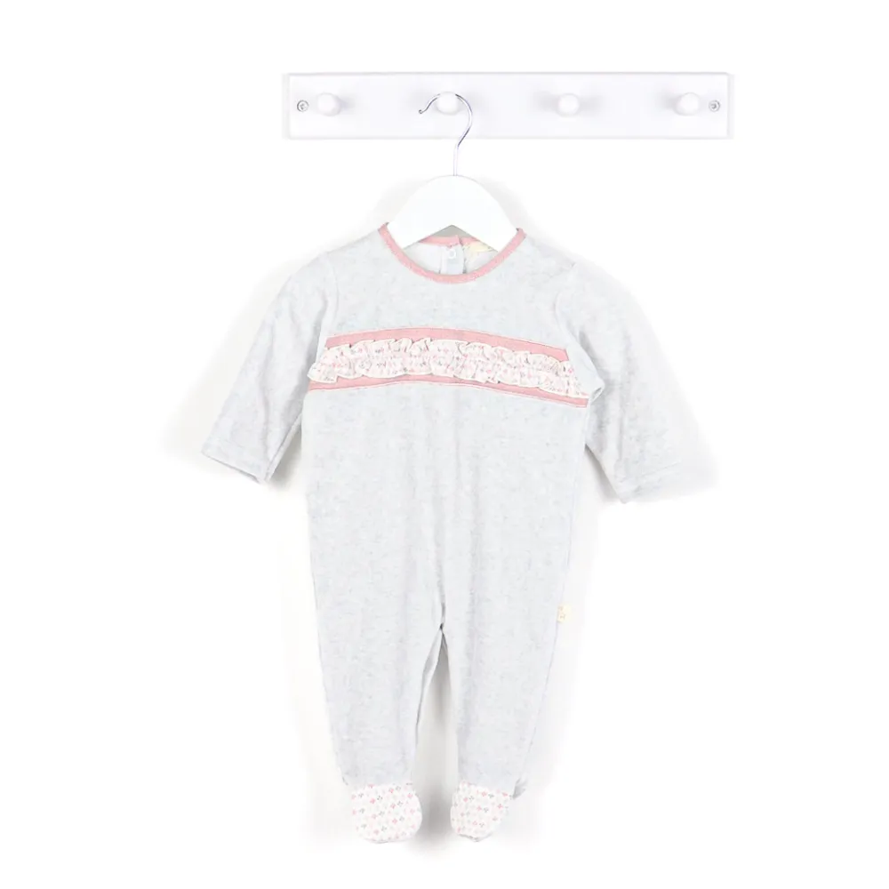 Baby Gi Emily Grey Velour Sleepsuit