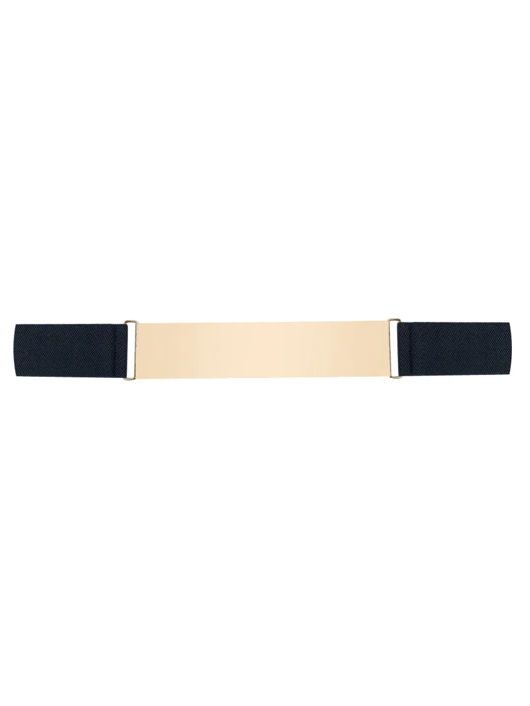 Berrylush Women Black Elastic Strap Golden Buckle Belt