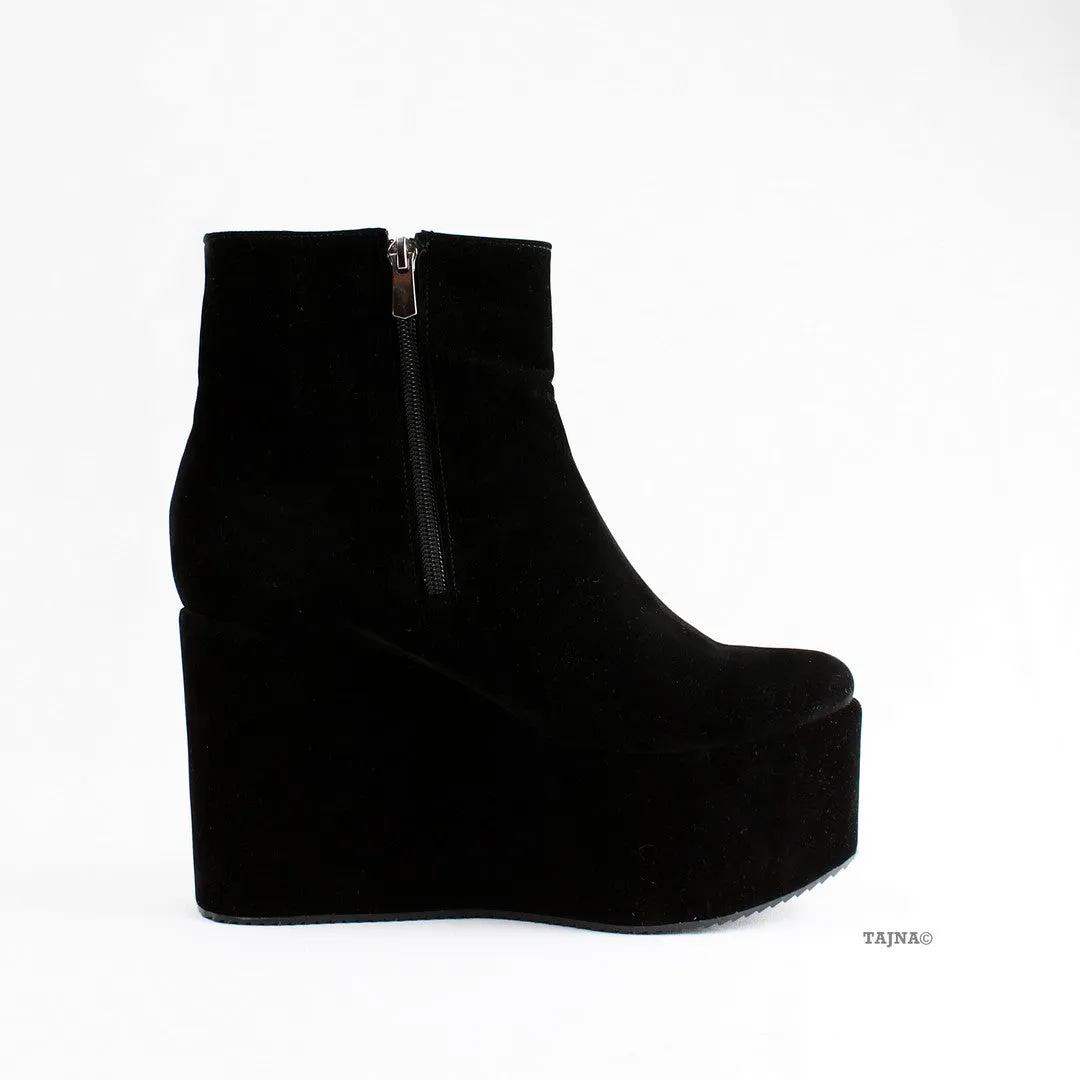 Black Ankle Wedge Boots