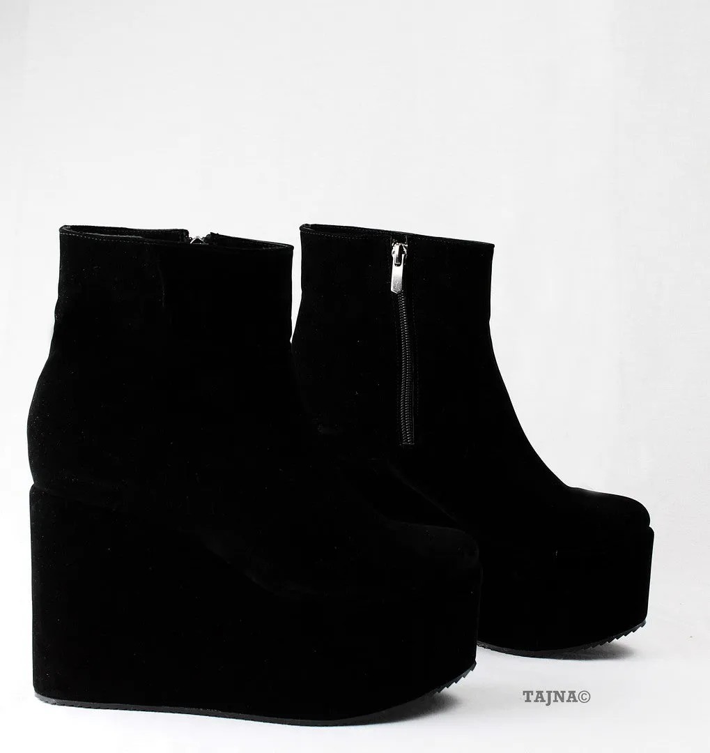 Black Ankle Wedge Boots