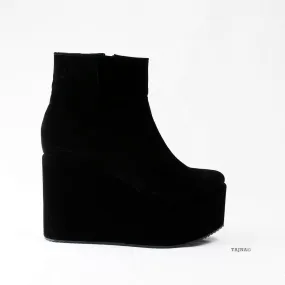 Black Ankle Wedge Boots