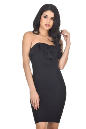 Black Boob Tube Frill Dress