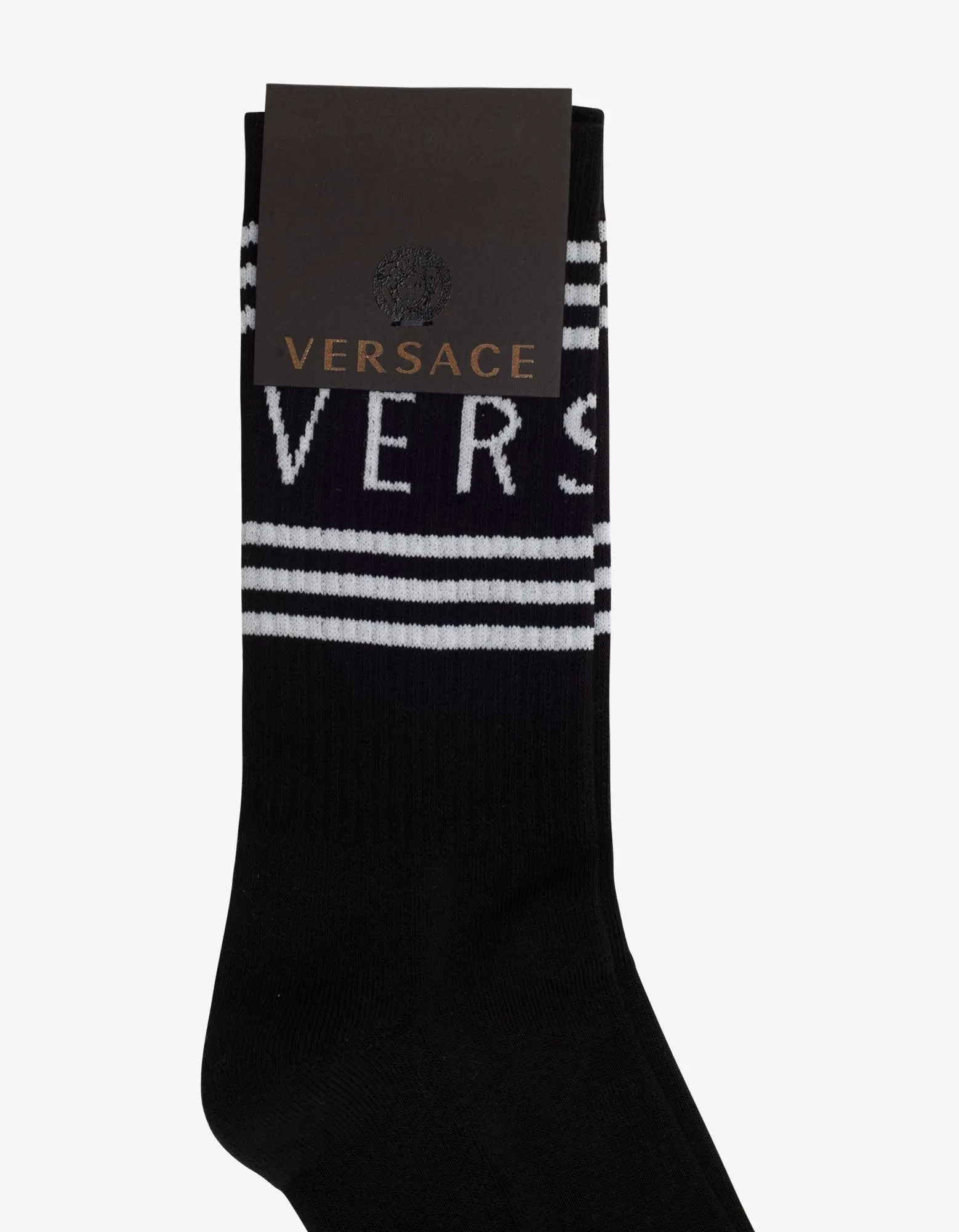 Black Jacquard Logo Socks