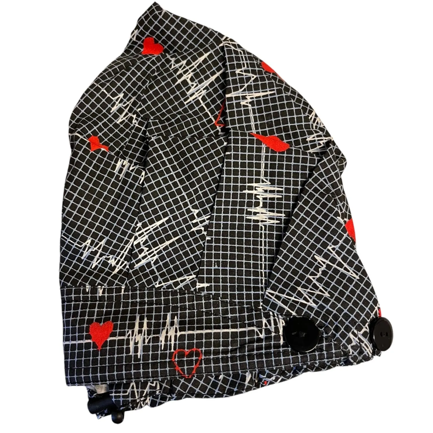 Black Red White Heart Beat Doctor Nurse Bouffant Cap NEW