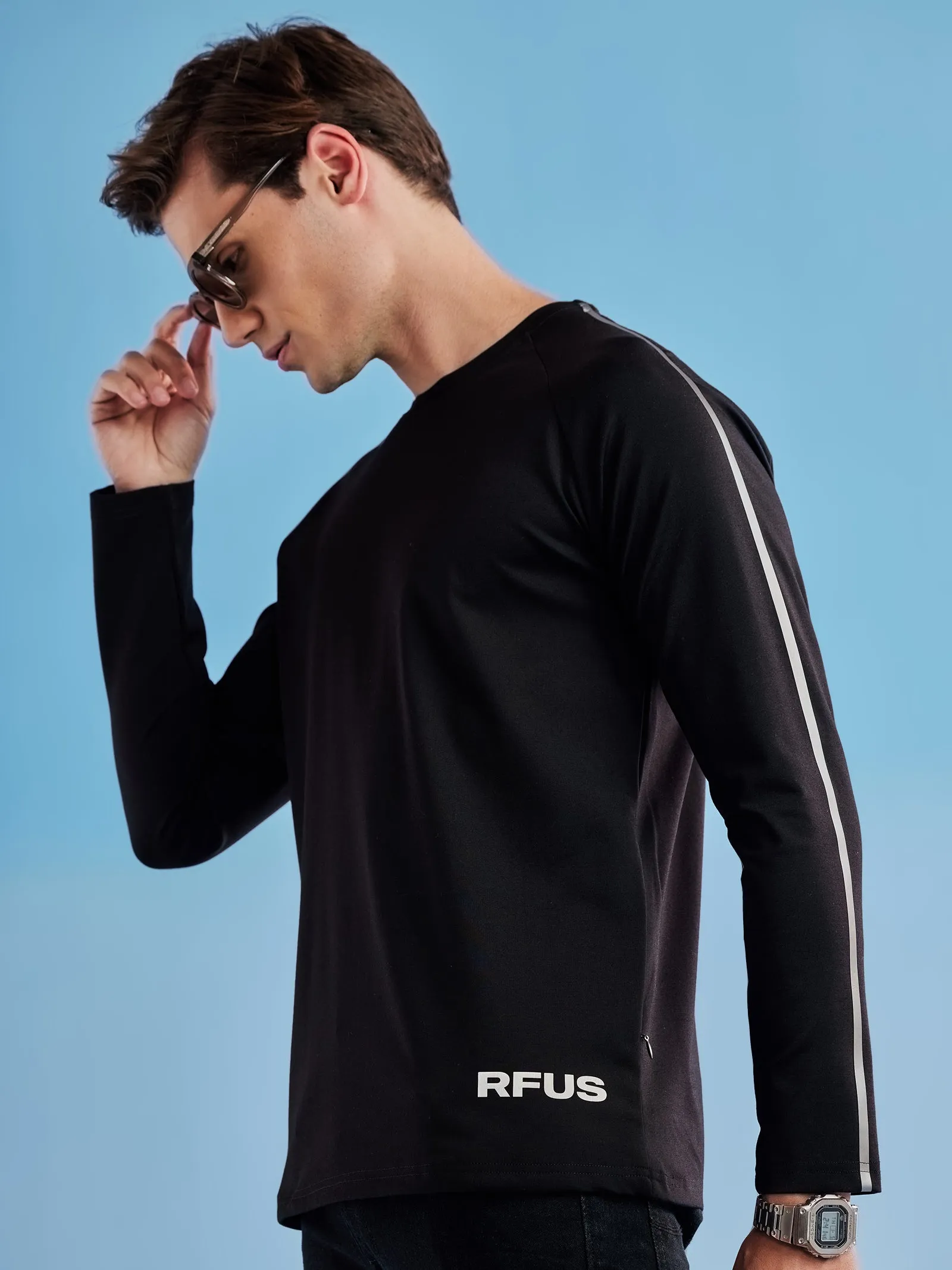 Black Technical Full Sleeve Urban T-Shirt