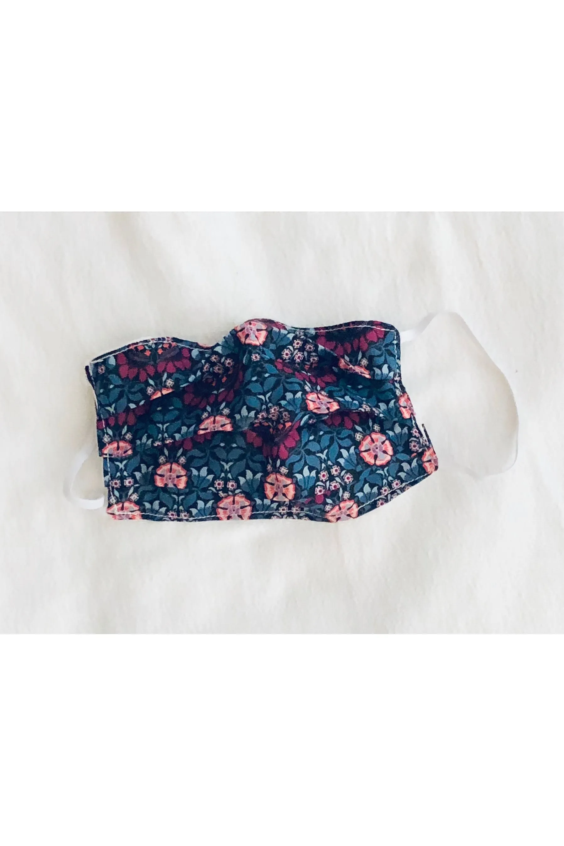 Black with Blue, Magenta and Blush Print Cotton Lawn Mask