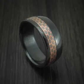 Black Zirconium and Superconductor Men's Ring Custom Made Titanium-Niobium and Copper Band