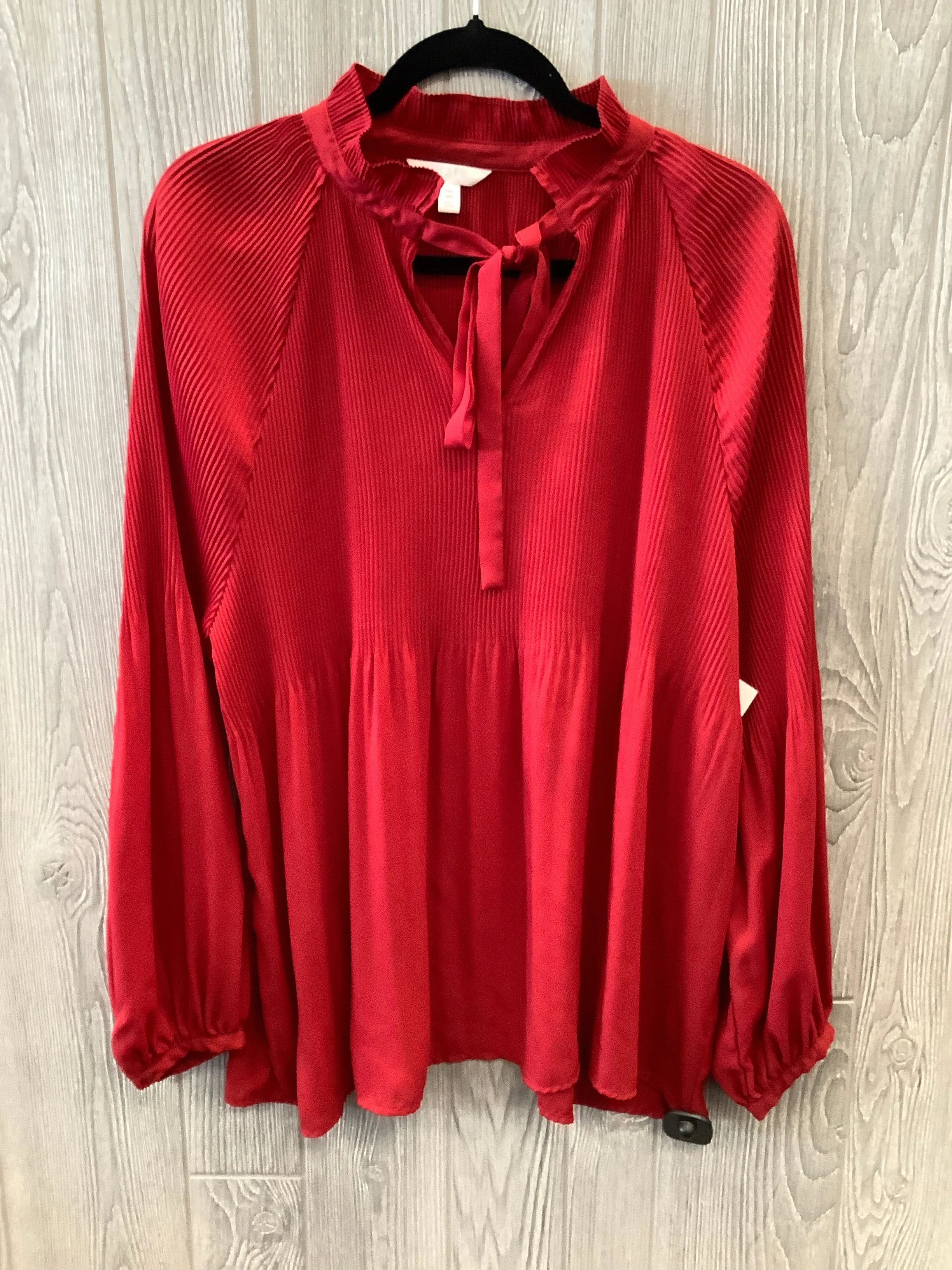 Blouse Long Sleeve By Time And Tru In Red, Size: Xxl