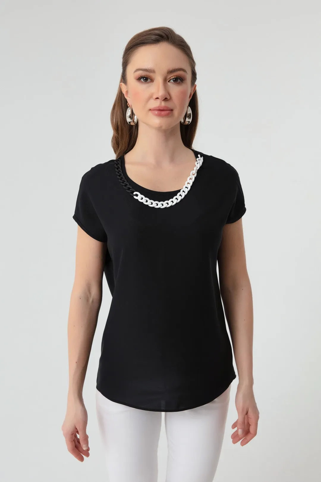 Blouse With Women'S Necklace