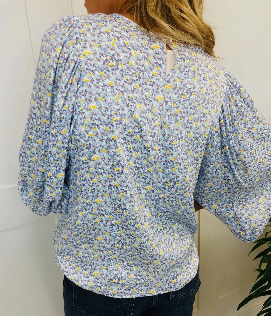 Blue Ditsy Print Blouse