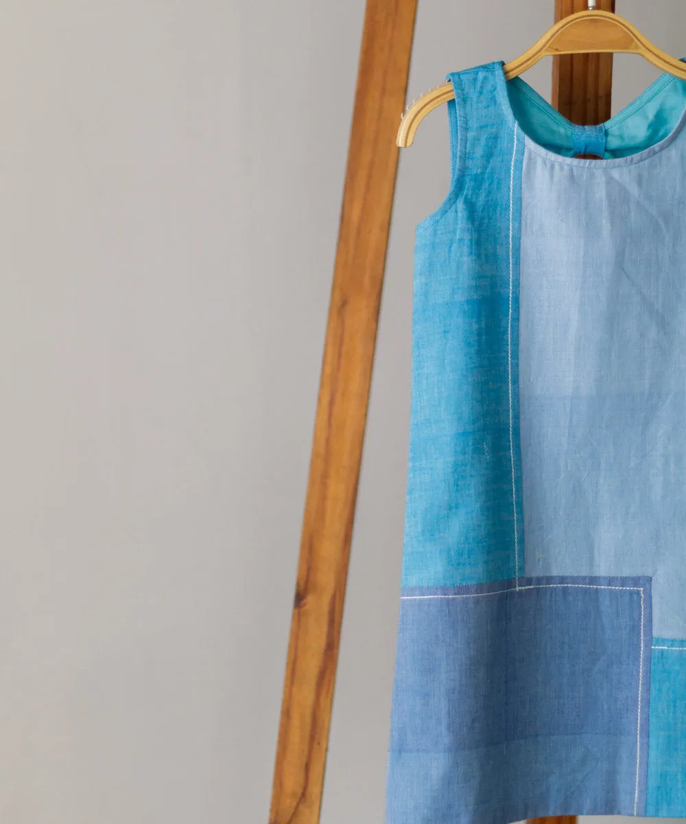 Blue handwoven cotton sleeveless dress