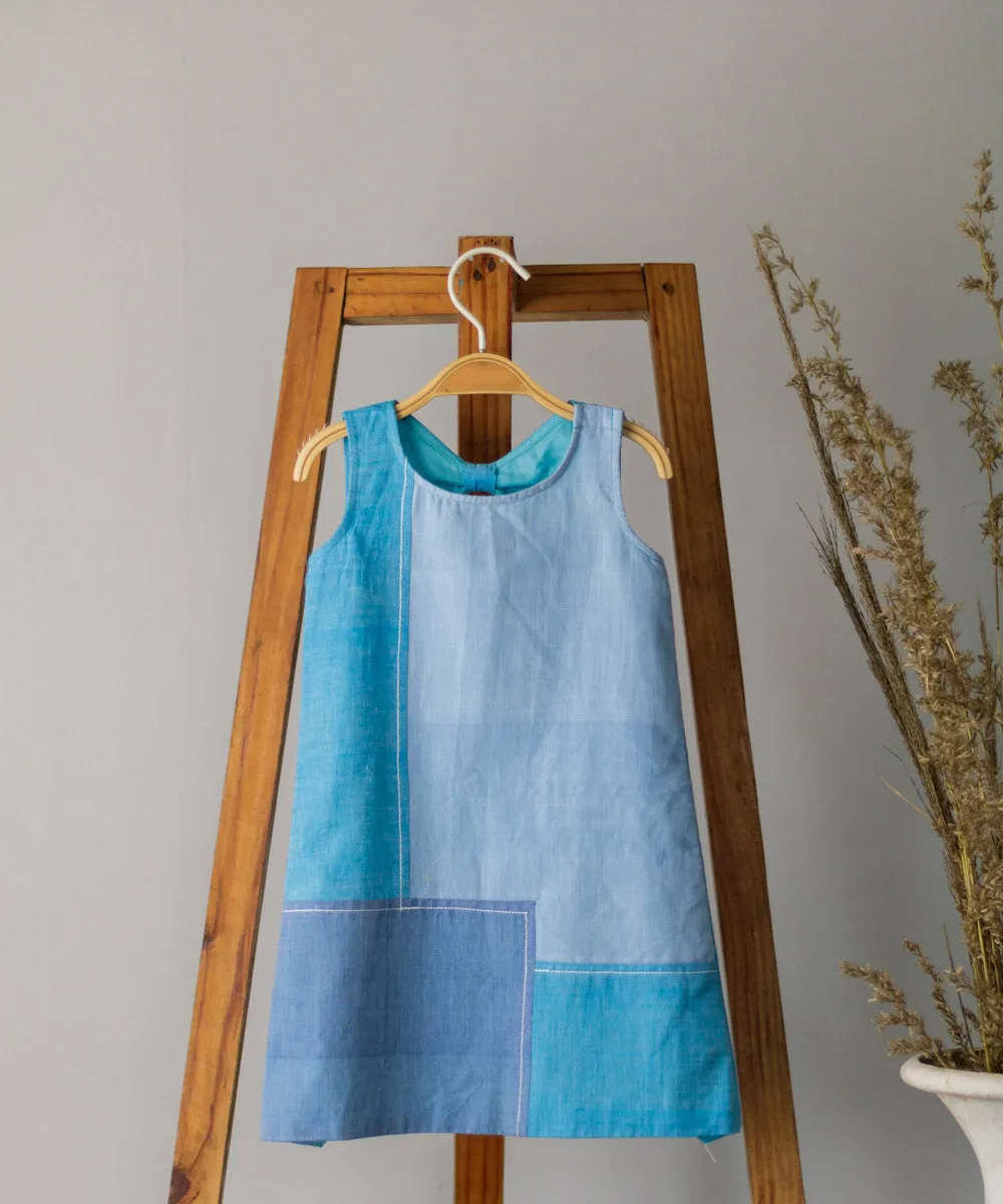 Blue handwoven cotton sleeveless dress