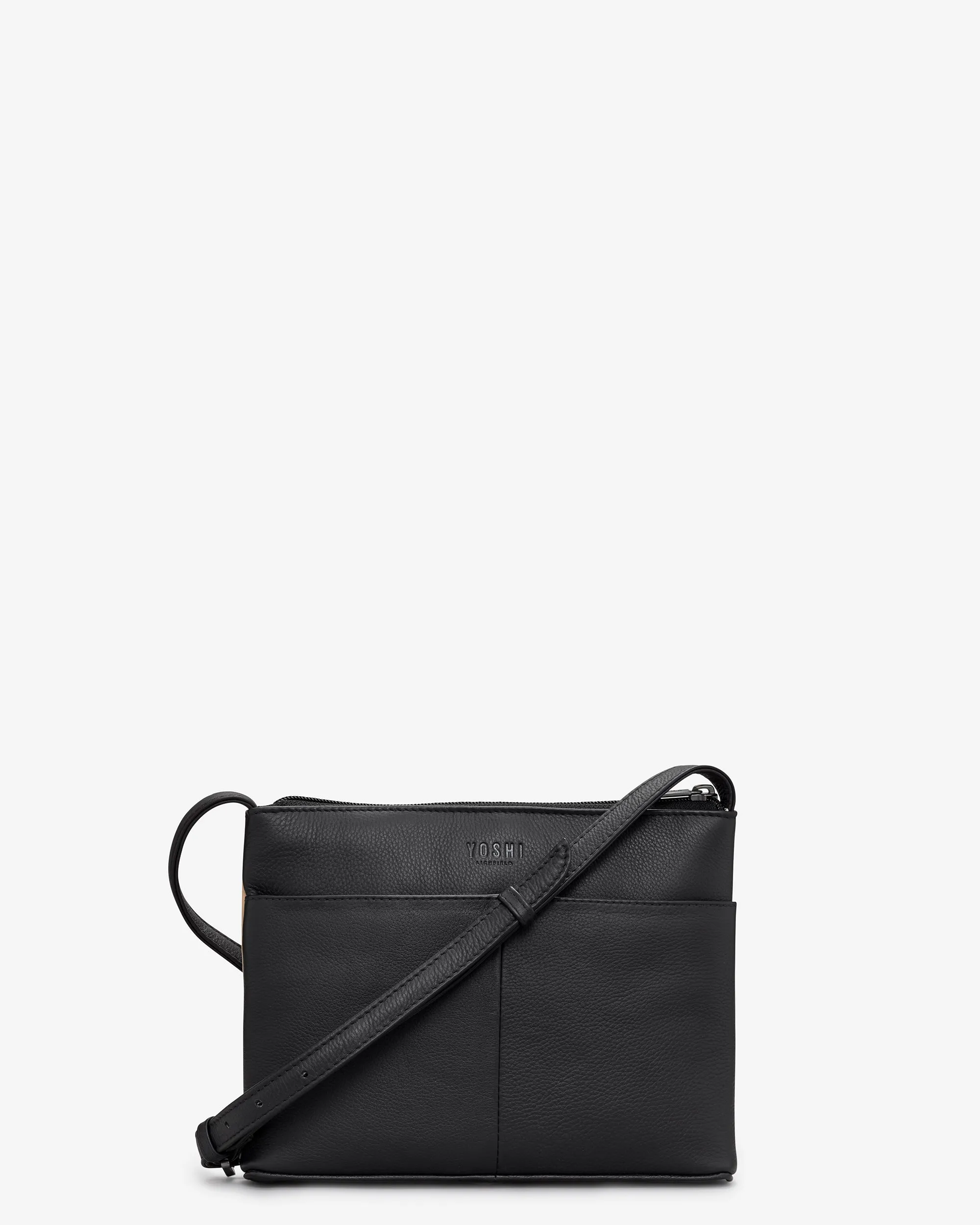 Bookworm Black Leather Cross Body Bag