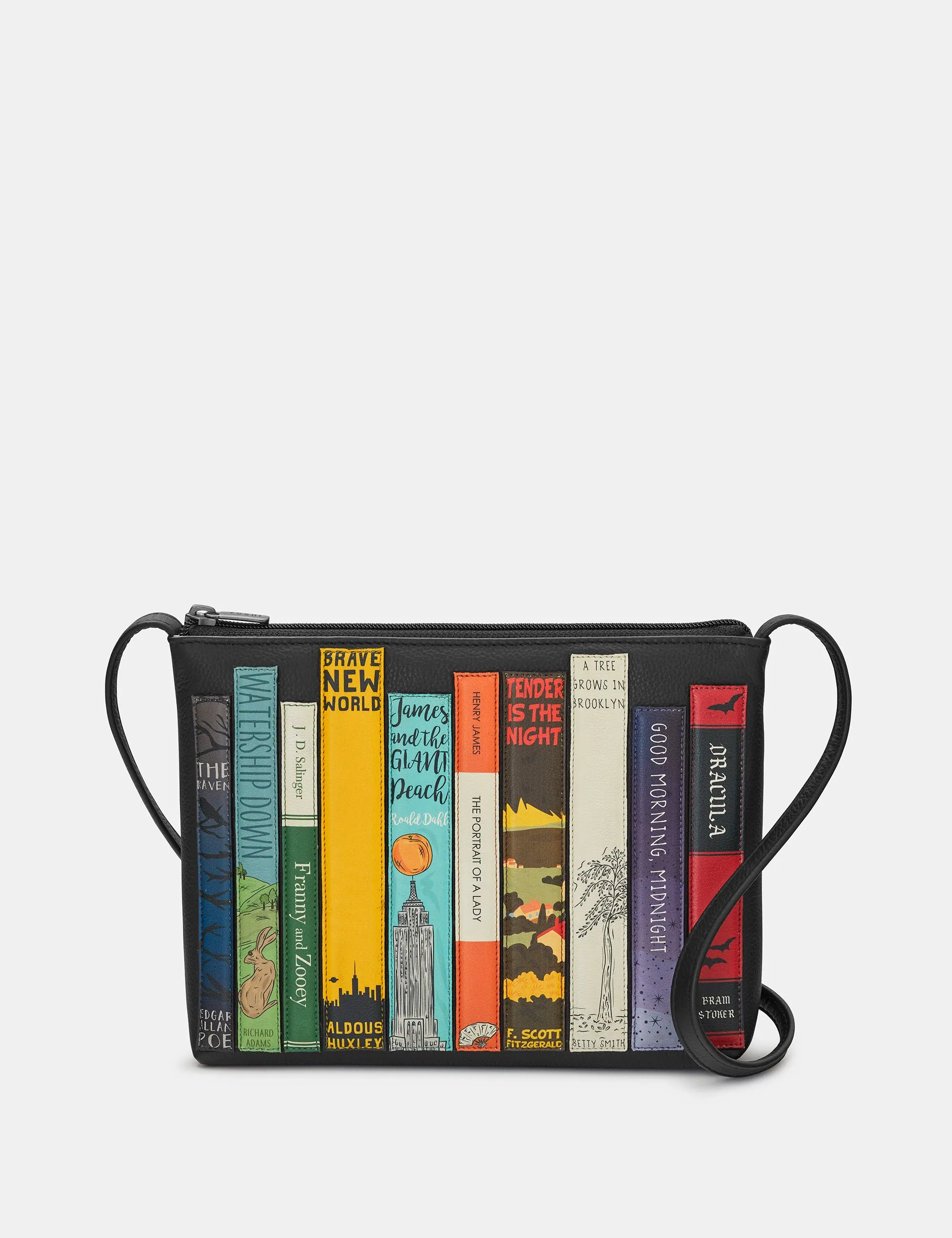 Bookworm Black Leather Cross Body Bag