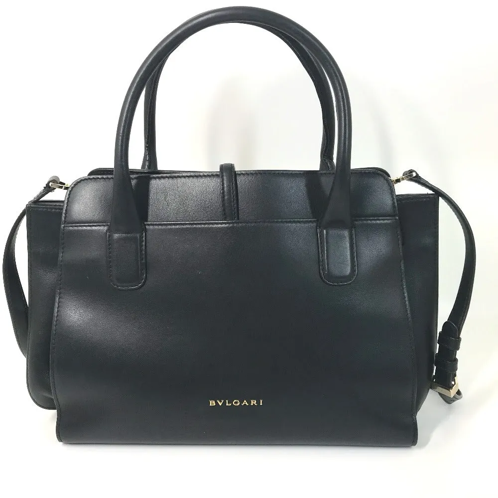 BVLGARI Shoulder Bag leather black Crossbody bag Aruba Women Used Authentic